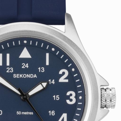 Sekonda Altitude Men's Watch | Silver Alloy Case & Blue Rubber Strap with Blue Dial | 30137
